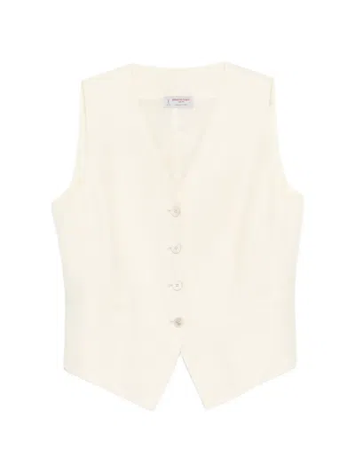 Alberto Biani V-neck Button Waistcoat In Neutral
