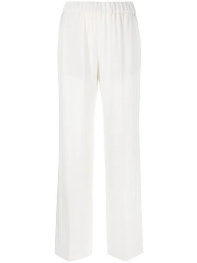 ALBERTO BIANI WHITE CADY ELASTICATED TROUSERS