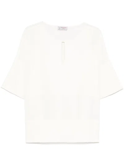ALBERTO BIANI WHITE KEYHOLE-NECK TOP
