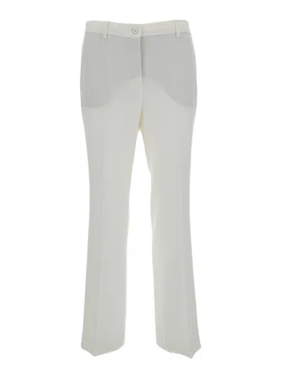 Alberto Biani White Low Waist Flared Trousers In Technical Fabric Woman
