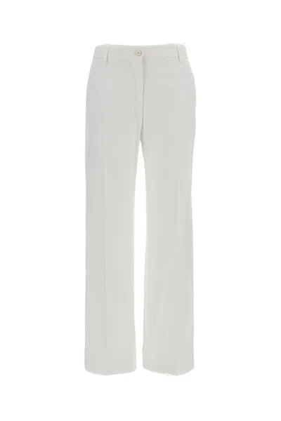 Alberto Biani White Wide-leg Pressed Crease Pants In Multi