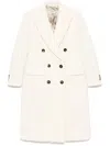 Alberto Biani White Wool Double-breasted Coat In Animal Print