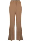 Alberto Biani Crepe High-waist Flared Trousers In Brown