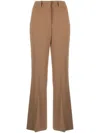 Alberto Biani Crepe High-waist Flared Trousers In Camel