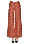 Alberto Biani Silk Trousers With Geometric Pattern In Raspberry