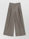 Alberto Biani Wide Leg Striped Trousers Pleated Front In Neutral