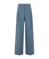 Alberto Biani Wide-leg Trousers In Cotton In Dusty Blue
