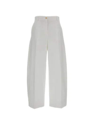 Alberto Biani Wide-leg Cotton Trousers In Gray