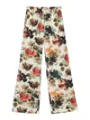 Alberto Biani Printed Silk Wide-leg Trousers In White