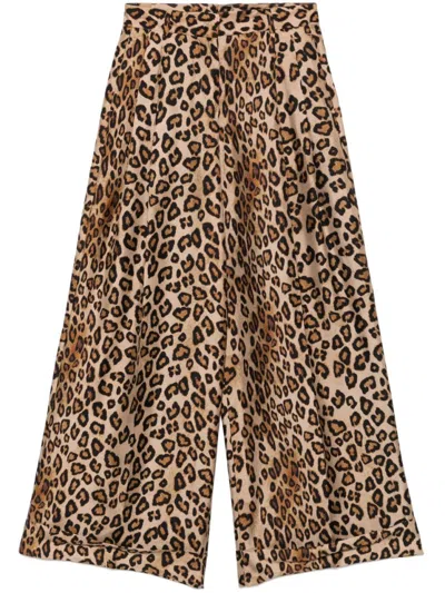 Alberto Biani Wide-leg Trousers With Leopard Print Design In Animal Print