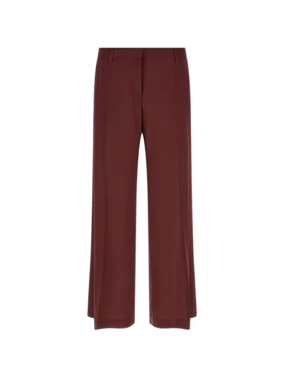 Alberto Biani Maroon Flared Flat Front Pants In Burgundy