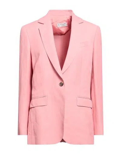 Alberto Biani Woman Blazer Pink Size 8 Viscose, Linen