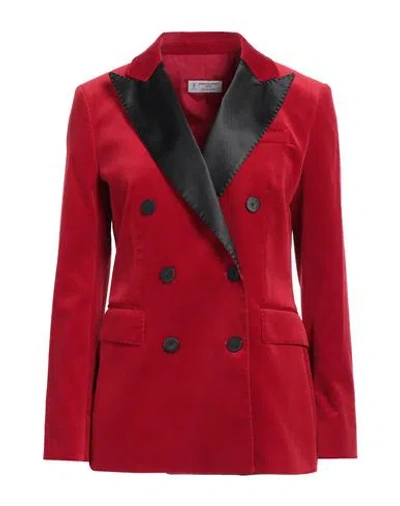 Alberto Biani Woman Blazer Red Size 8 Cotton, Elastane, Polyester