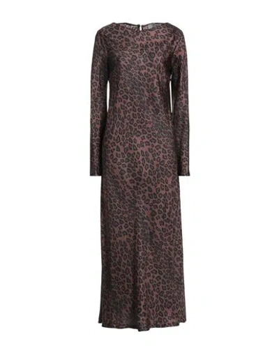 Alberto Biani Woman Maxi Dress Chocolate Brown Size 10 Silk In Burgundy