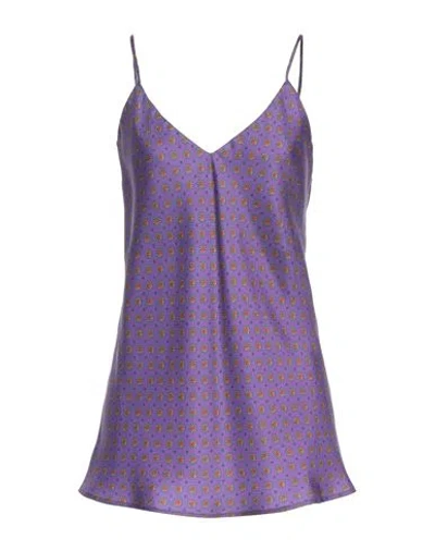 Alberto Biani Woman Top Purple Size 8 Silk