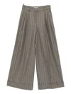 Alberto Biani Wide Leg Striped Trousers Pleated Front In Brown