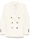 Alberto Biani Wool Blend Interlock Twill Weave Double-breasted Jacket In White