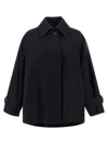 Alberto Biani Wool Coat With Wide Sleeves And Front Pockets In Black