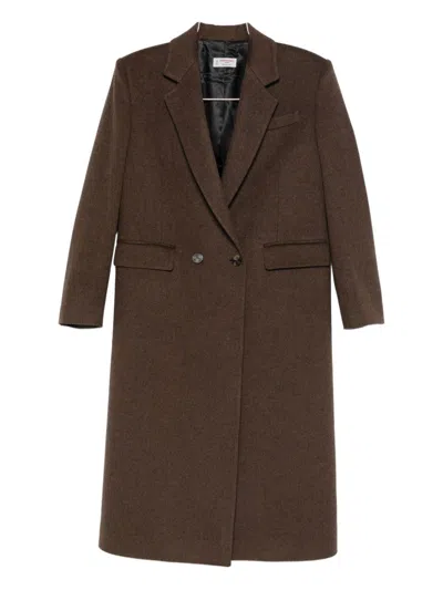 Alberto Biani Wool Coat In Brown