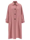 Alberto Biani Wool Coat With Notched Collar And Raglan Sleeves In Pink
