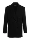 Alberto Biani Wool Double Breast Blazer Jacket In Black