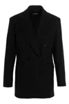 Alberto Biani Wool Double Breast Blazer Jacket In Black