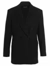 Alberto Biani Wool Double Breast Blazer Jacket In Black