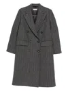 Alberto Biani Double-breasted Wool Blend Coat Stripes In Gray