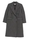 Alberto Biani Double-breasted Wool Blend Coat Stripes In Gray