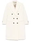 Alberto Biani White Wool Double-breasted Coat In White