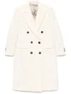 Alberto Biani White Wool Double-breasted Coat In White