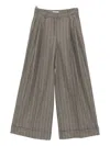Alberto Biani Wide Leg Striped Trousers Pleated Front In Gray
