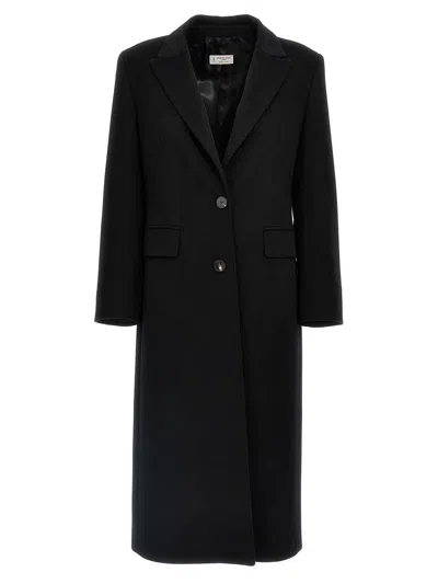 Alberto Biani Wool Single-breasted Coat In Black