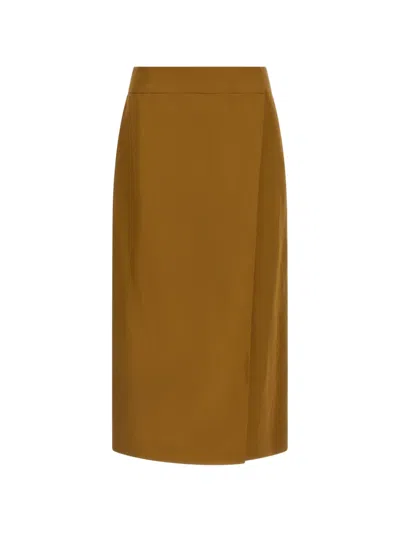 Alberto Biani High Waist Wrap Skirt Knee Length In Orange