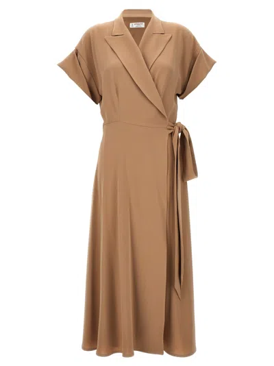 Alberto Biani Wrap Dress In Beige