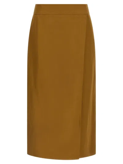 Alberto Biani High Waist Wrap Skirt Knee Length In Orange