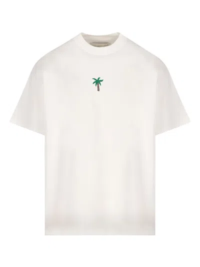Alberto Bresci X Beefbar Palm-tree Embroidered T-shirt In White