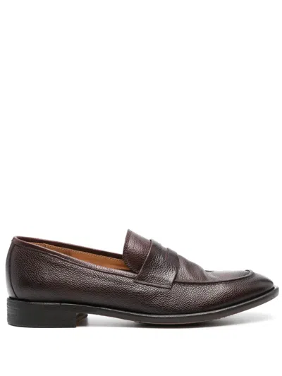 Alberto Fasciani Grained Leather Loafers In Brown
