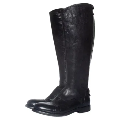 Pre-owned Alberto Fasciani, Leather Horse Riding Boots In Black