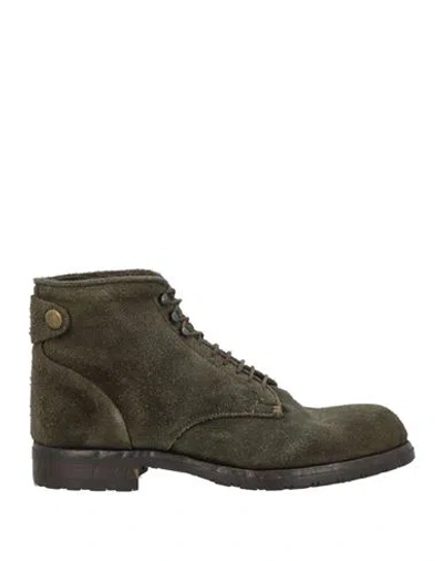 Alberto Fasciani Man Ankle Boots Military Green Size 7 Leather