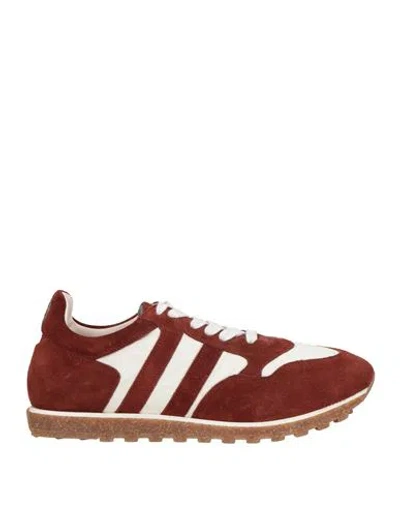 Alberto Fasciani Man Sneakers Burgundy Size 9 Leather, Textile Fibers In Red