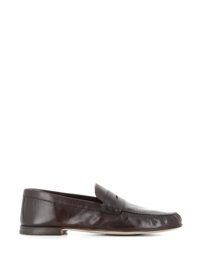 Alberto Fasciani Penny Leather Loafers In Brown