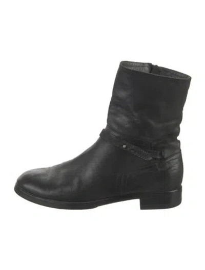 Pre-owned Alberto Fermani Leather Moto Boots In Black