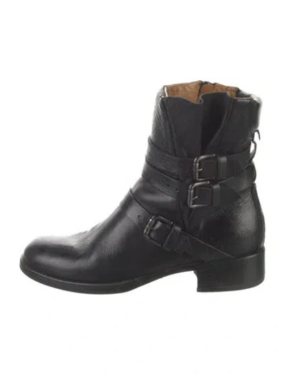 Pre-owned Alberto Fermani Leather Moto Boots In Black