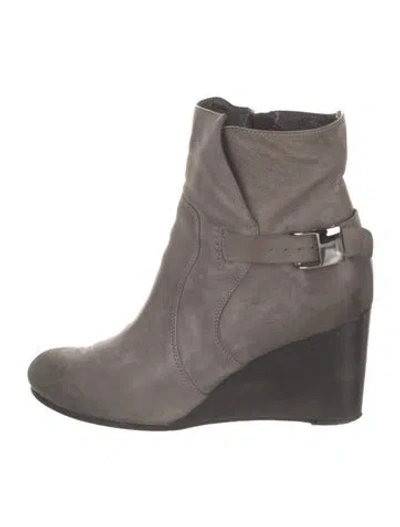 Pre-owned Alberto Fermani Leather Moto Boots In Gray