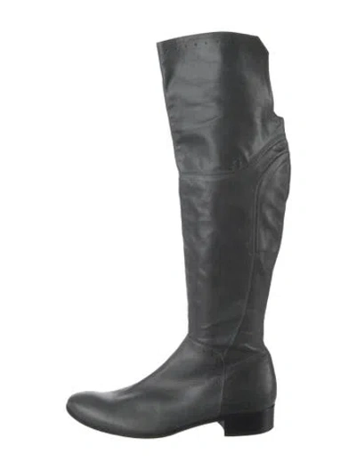 Pre-owned Alberto Fermani Leather Riding Boots In Gray