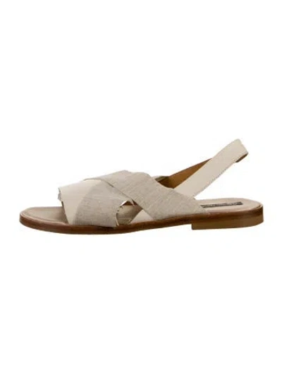 Pre-owned Alberto Fermani Leather Slingback Sandals In Neutral