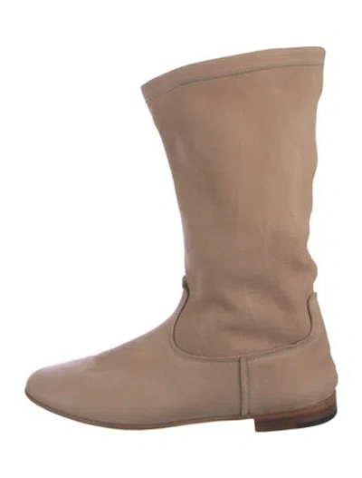 Pre-owned Alberto Fermani Leather Slouch Boots In Neutrals