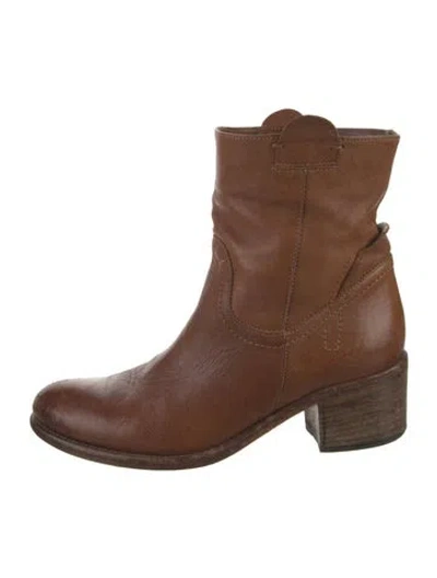 Pre-owned Alberto Fermani Leather Western Boots In Brown