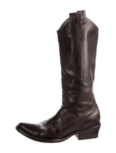 Pre-owned Alberto Fermani Leather Western Boots In Brown